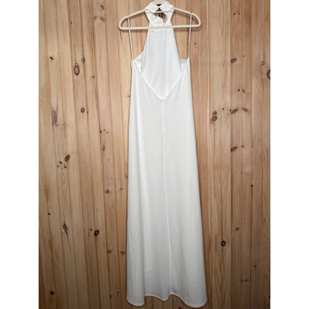 NWT Lulus Alaura White Backless Halter Maxi Dress Wedding Gown Bridal Bride XXS - Picture 6 of 9